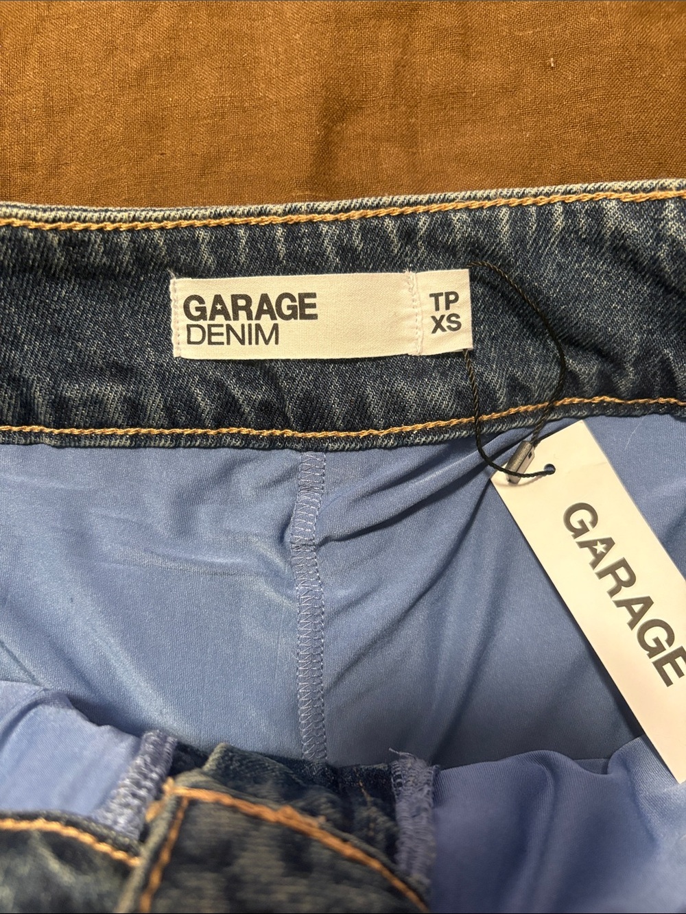 Garage Denim Mini Skirt - Blue Wash - Picture 3 of 5